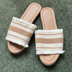 Neutral Woven Beach Slide Sandals